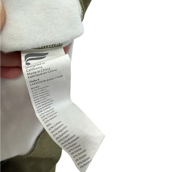 Fabletics Cozy Fleece Olive Crew Neck Sweater - Picture 3 of 6